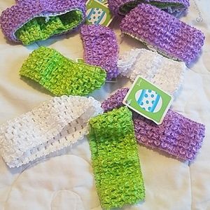Stretch headbands set of 3 purple white green NEW